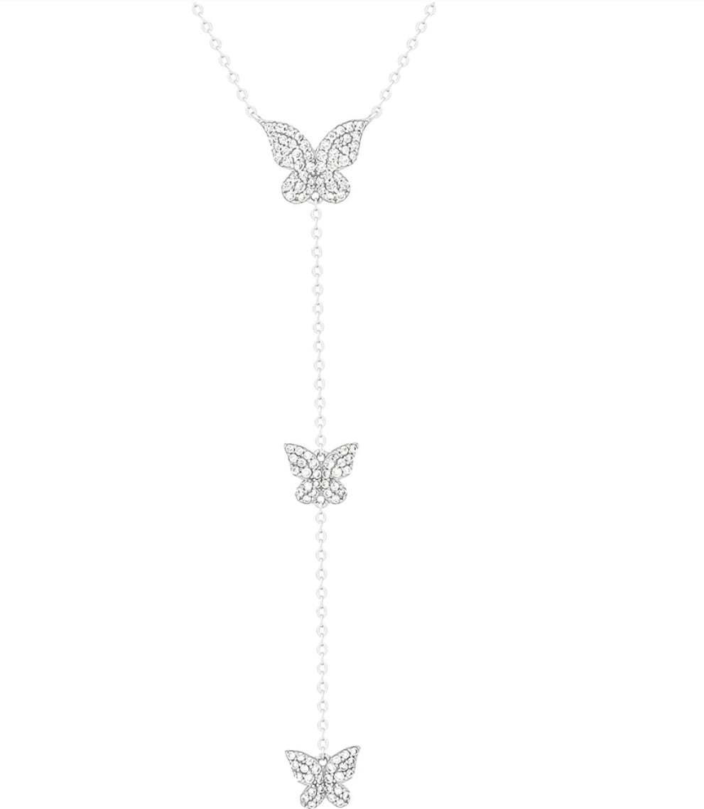 TREE BUTTERFLY SILVER NECKLACE