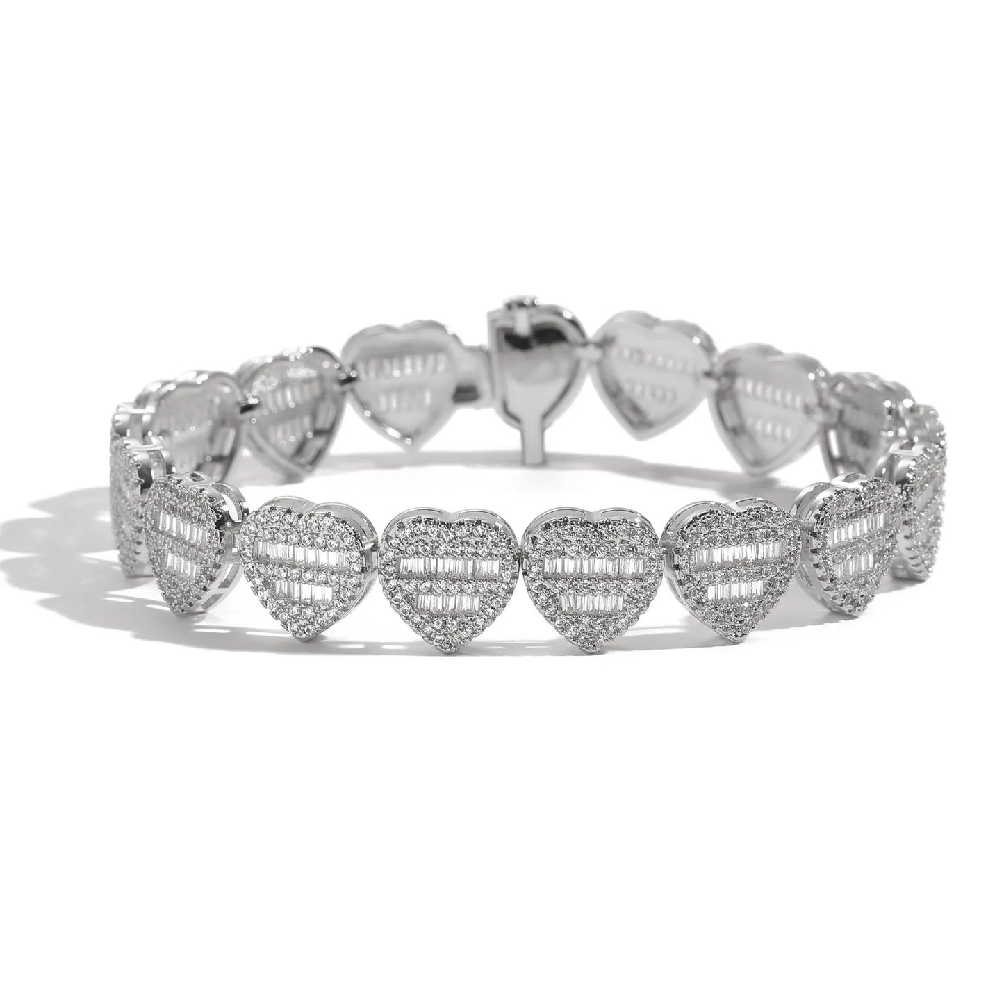 LOVELY SILVER ICE HEART BRACELET