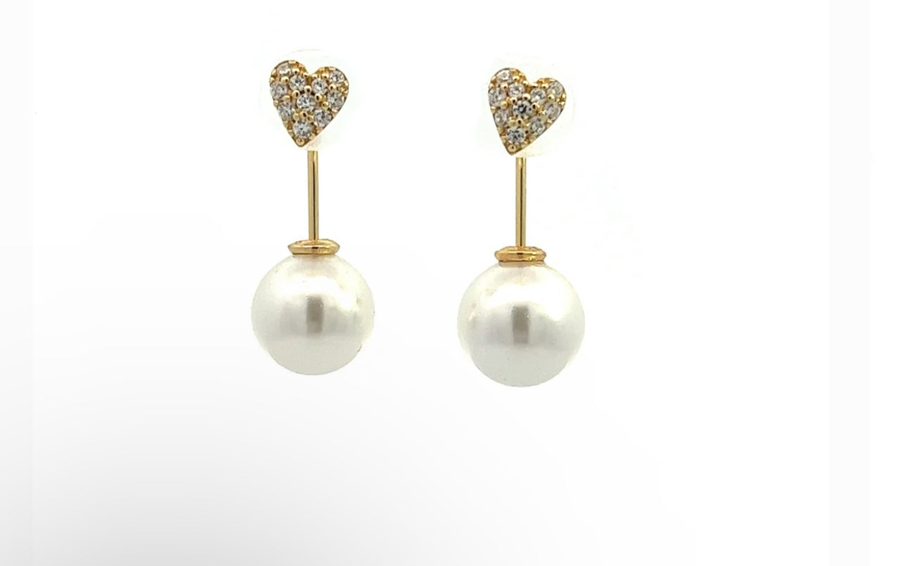 PEARL GOLD HEART ICI EARRING