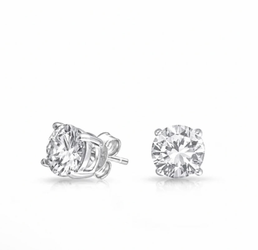 3MM BASIC SILVER DIAMOND EARRING