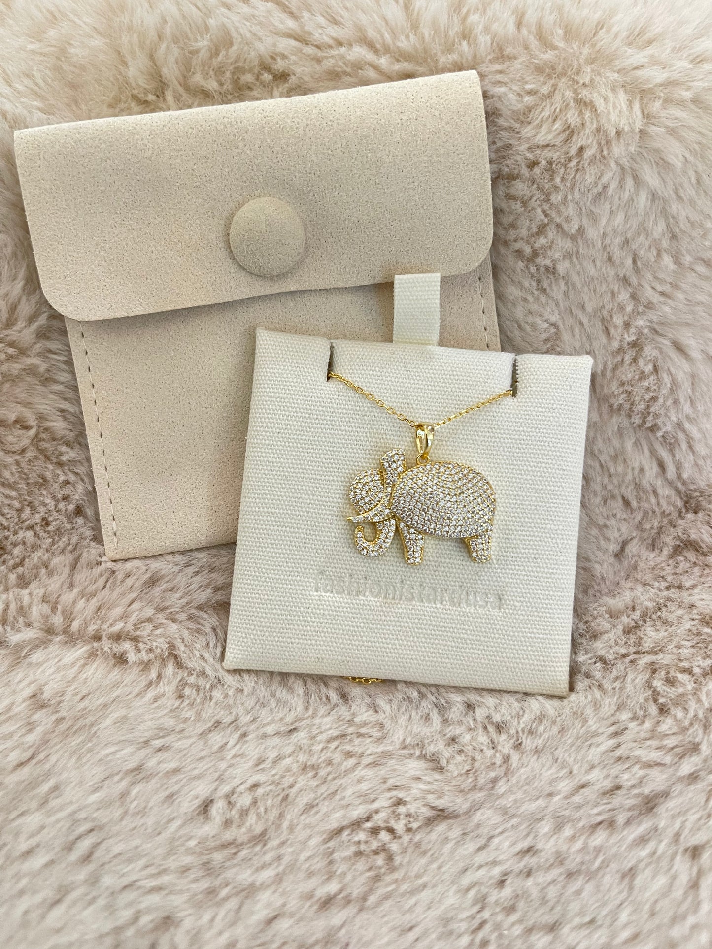 ANIKA ELEPHANT GOLD ICE NECKLACE