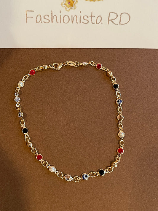GOLD EVIL EYE ANKLET