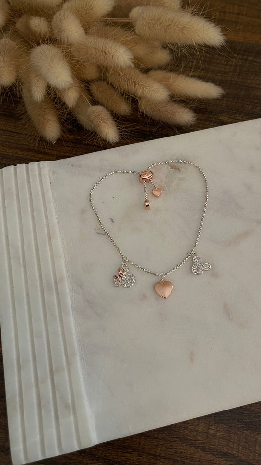 MINNIE AND MICKEY SILVER BRACELET