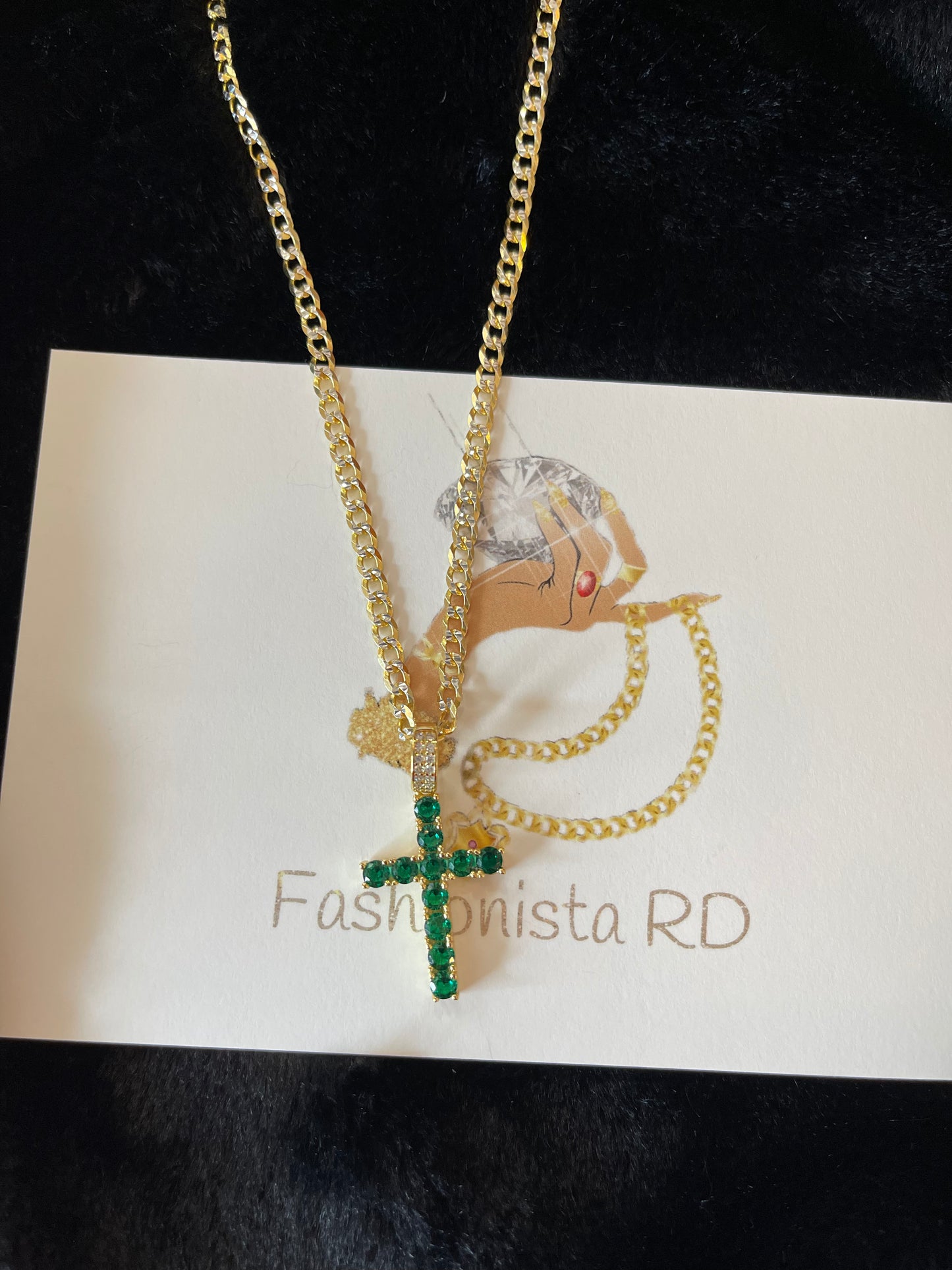 CUBAN GREEN CROSS NECKLACE