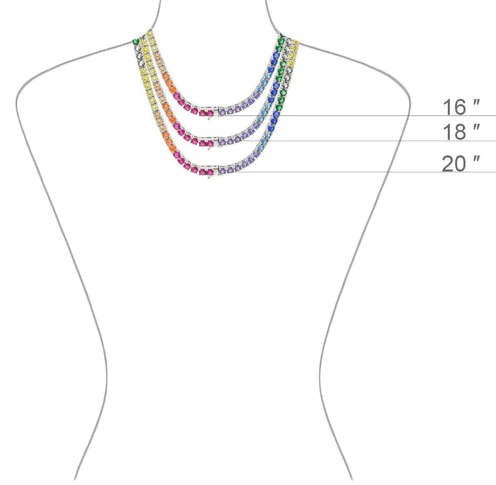 TENNIS ICE RAINBOW NECKLACE
