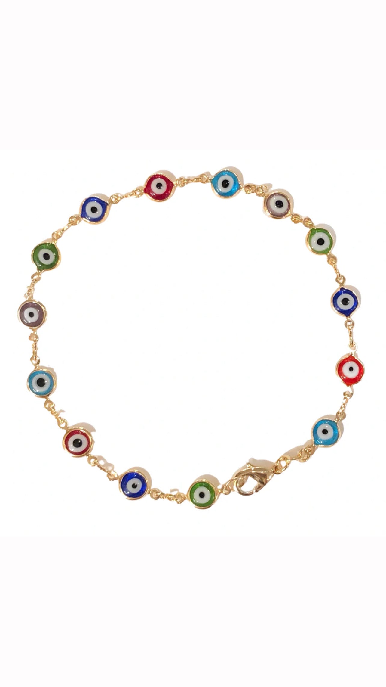 RAINBOW EVIL EYE LINK ANKLET