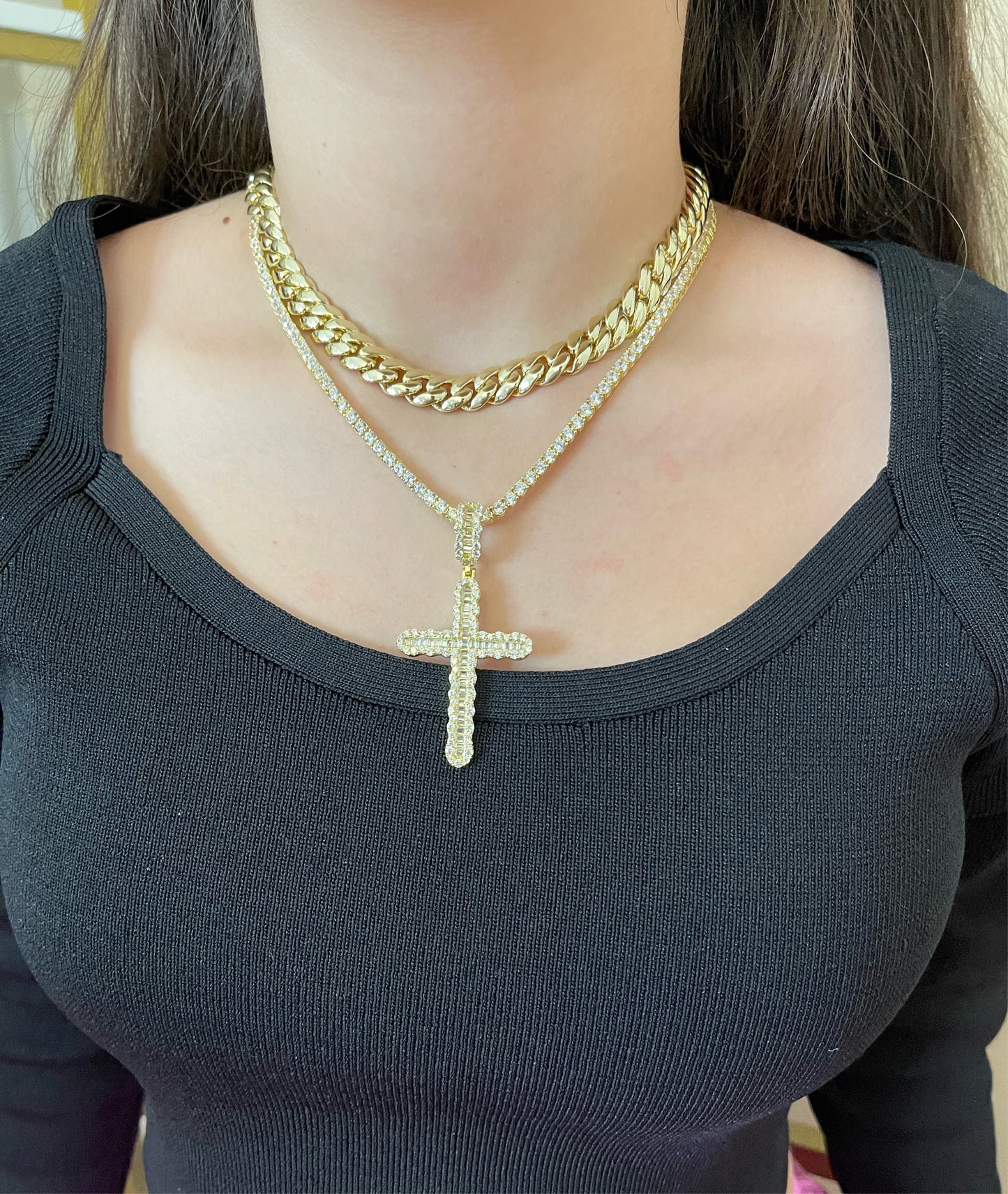 PARÍS GOLD TENNIS ICE NECKLACE