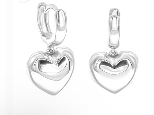 SILVER HEART HOOP