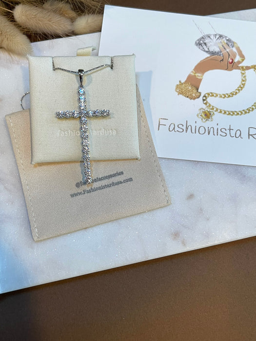 SILVER ICE CROSS NECKLACE