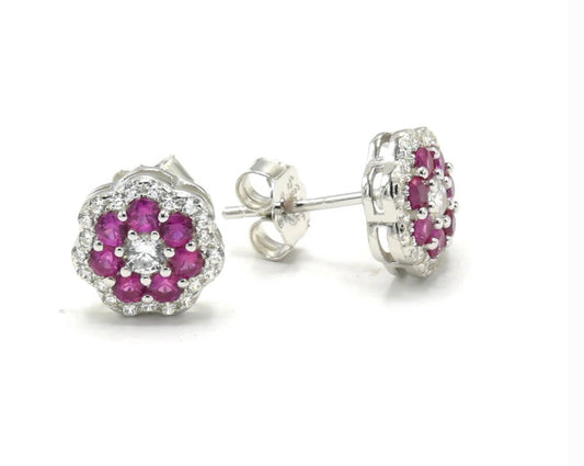 SILVER PINK EARRING