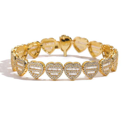 LOVELY ICE GOLD HEART BRACELET