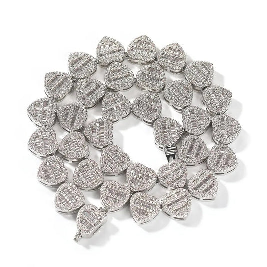 LOVELY ICE SILVER HEART SET NECKLACE