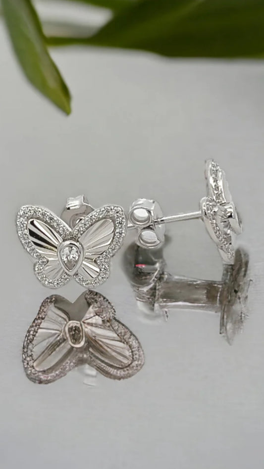 SILVER BUTTERFLY EARRING