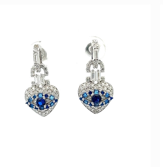 SILVER EVIL EYE EARRING