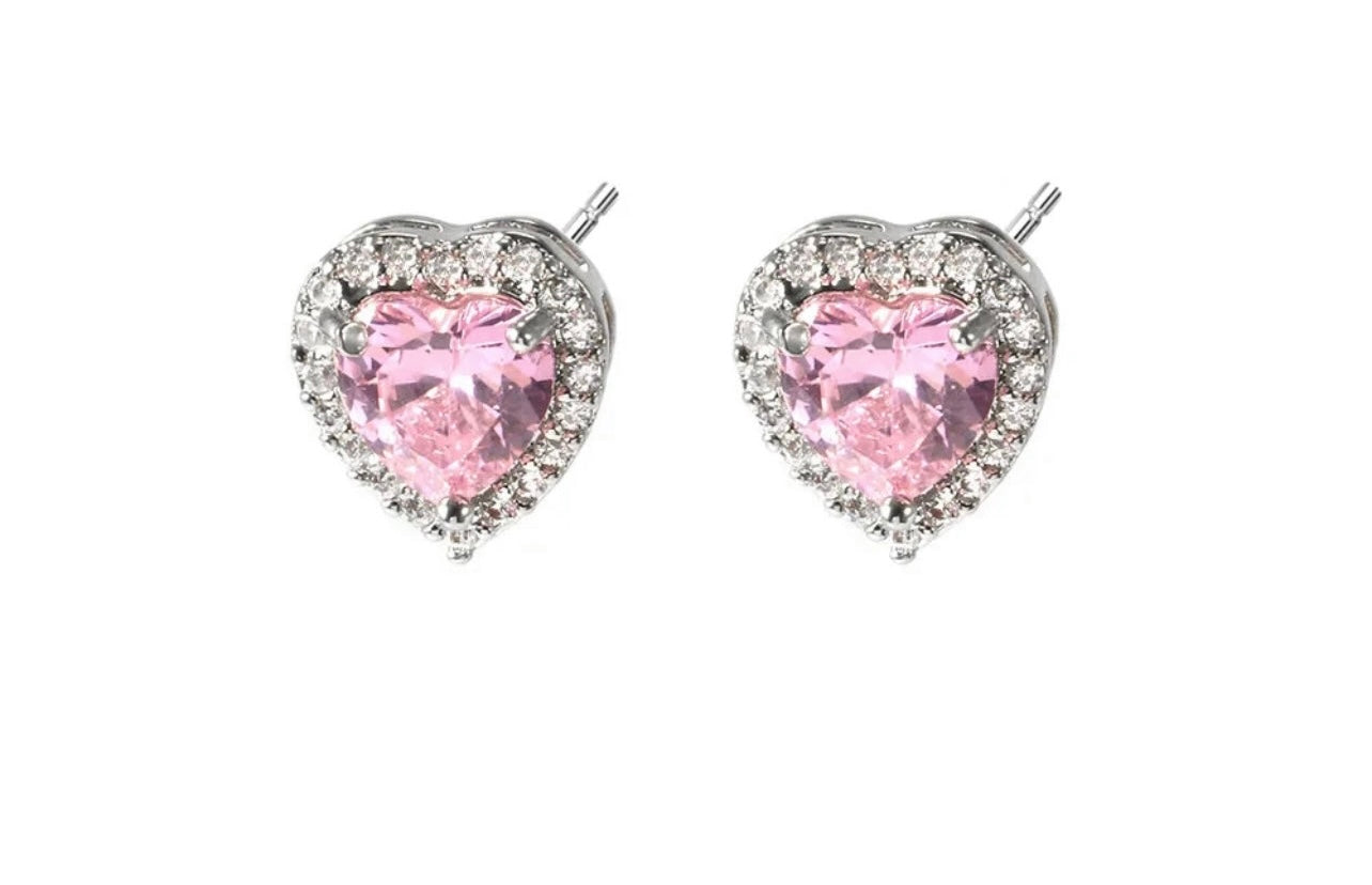 PINK SILVER EARRING