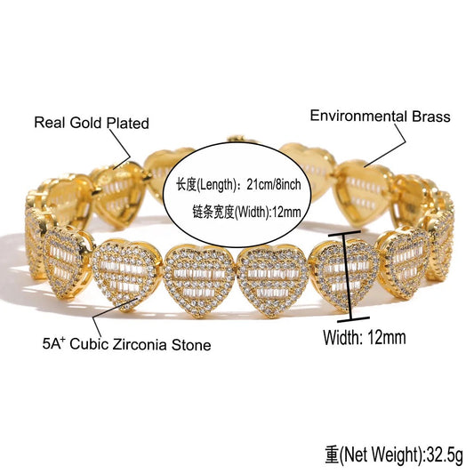 LOVELY ICE GOLD HEART BRACELET