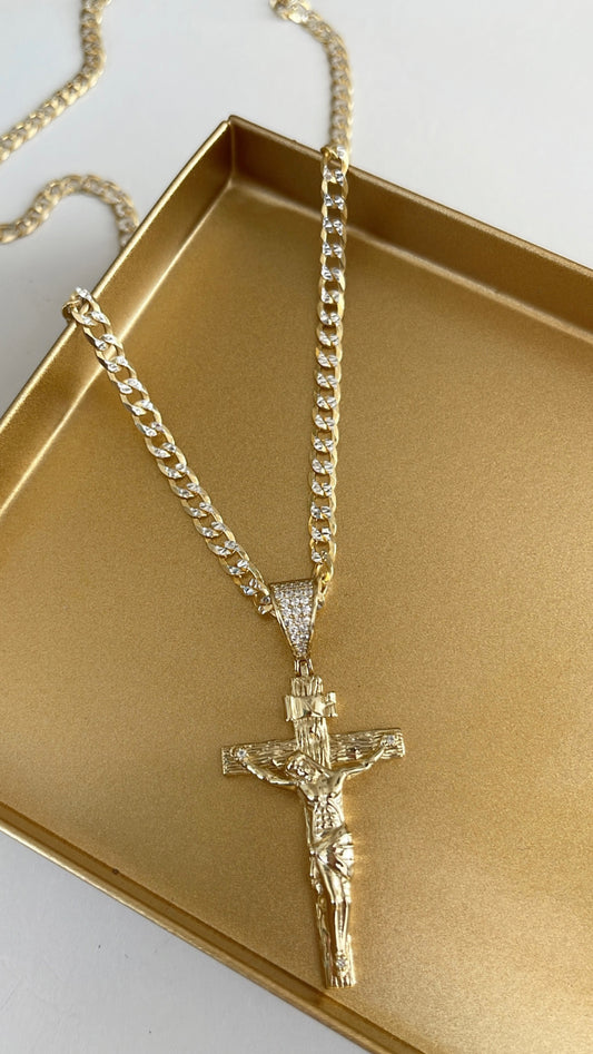 CRUCIFIJO TWO TONE NECKLACE