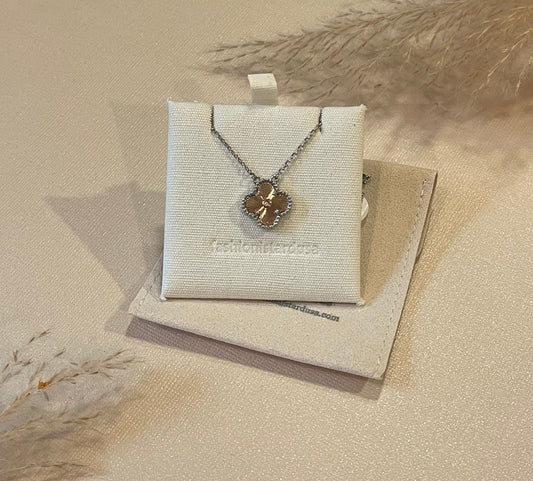 SILVER ROSE GOLD CLEEF NECKLACE