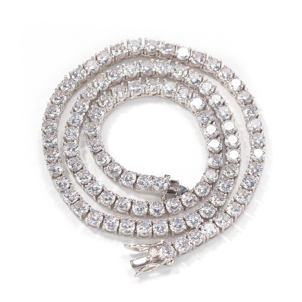 4 MM TENNIS ICE SILVER NECKLACE