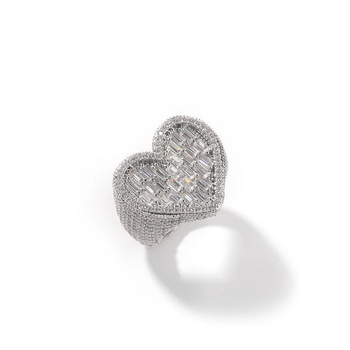 SILVER HEART ICE RING