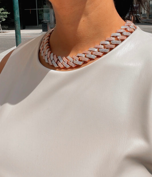 TWO TONE CUBAN NECKLACE