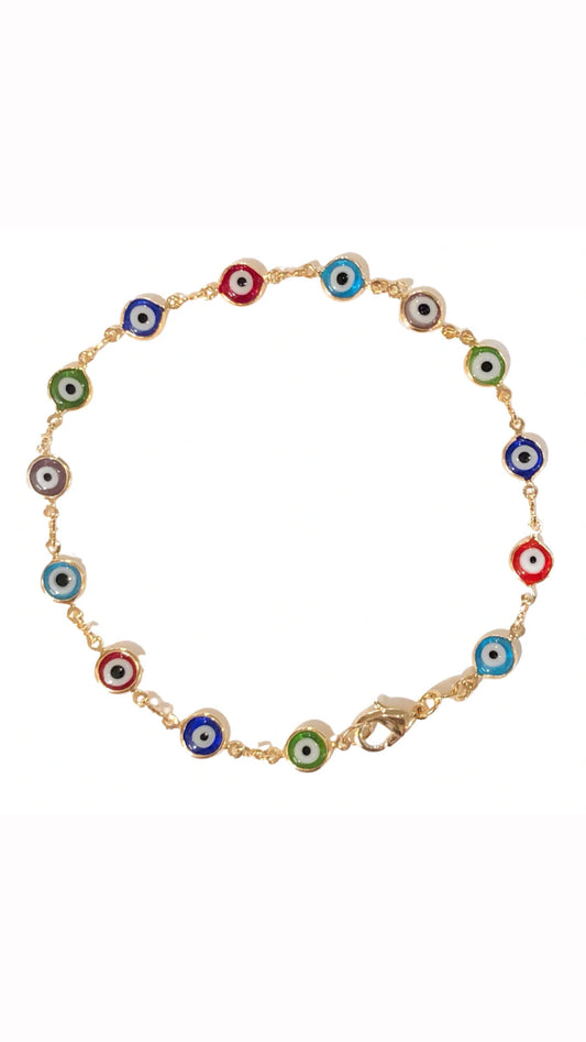 RAINBOW EVIL EYE  LINK ANKLET