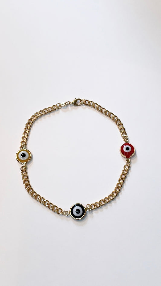 CUBAN LINK EVIL EYE ANKLET