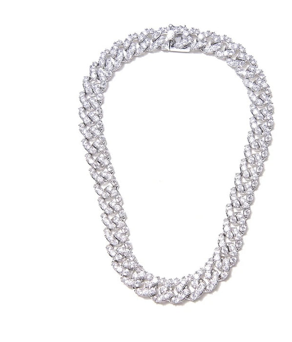 CUBAN ICE SILVER LINK NECKLACE