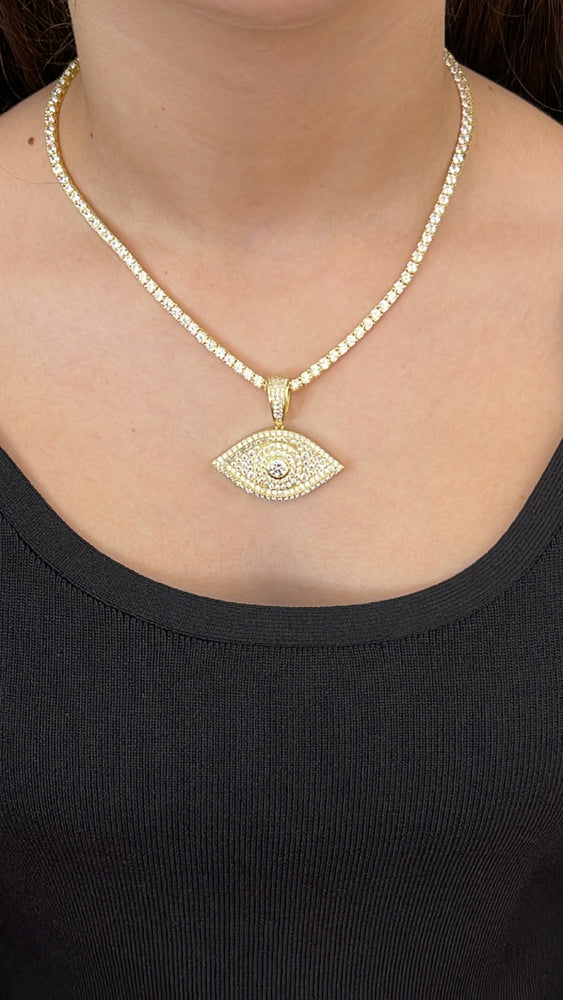 GOLDEN EVIL EYE TENNIS NECKLACE