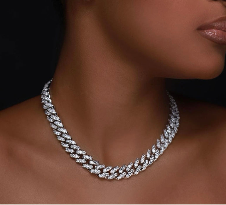 CUBAN ICE SILVER LINK NECKLACE