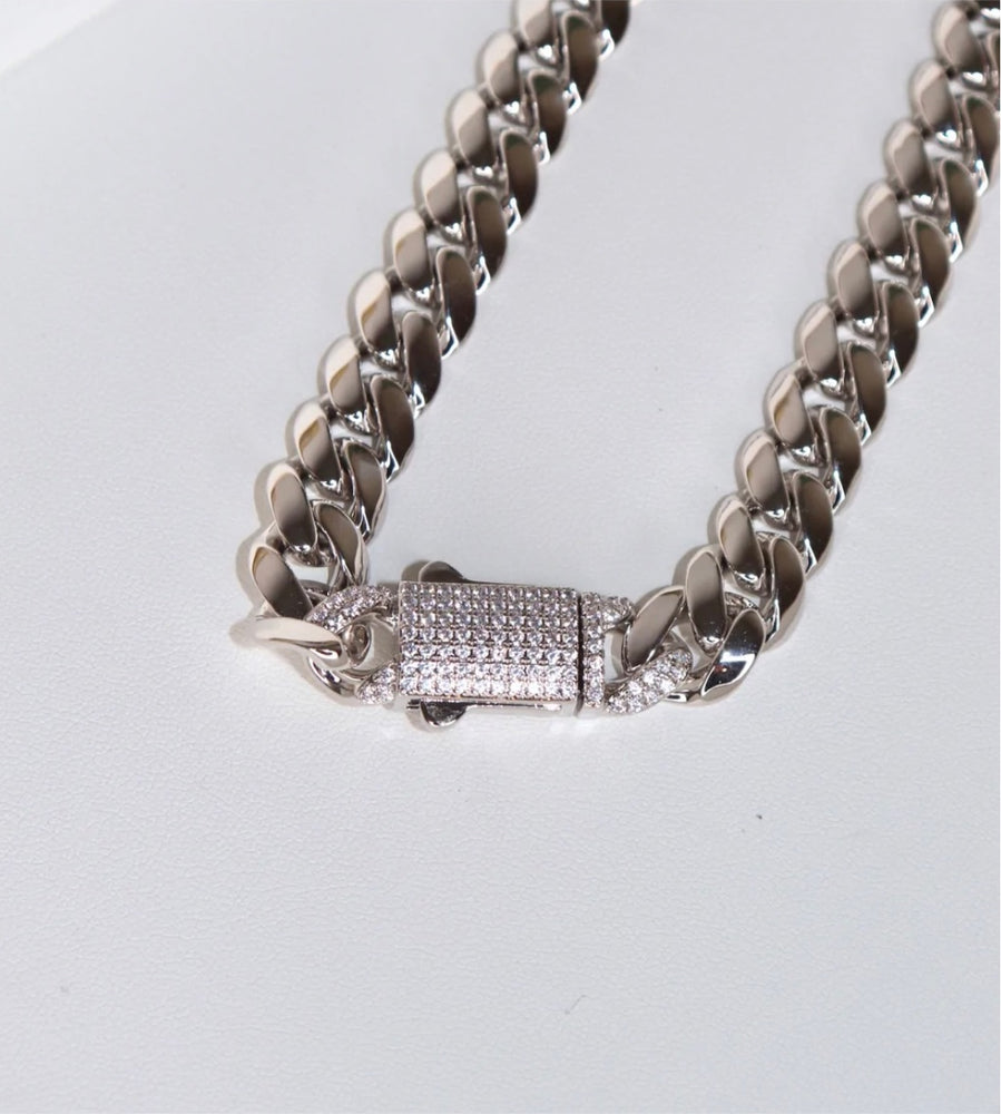 SOLID CUBAN SILVER CHOKER NECKLACE